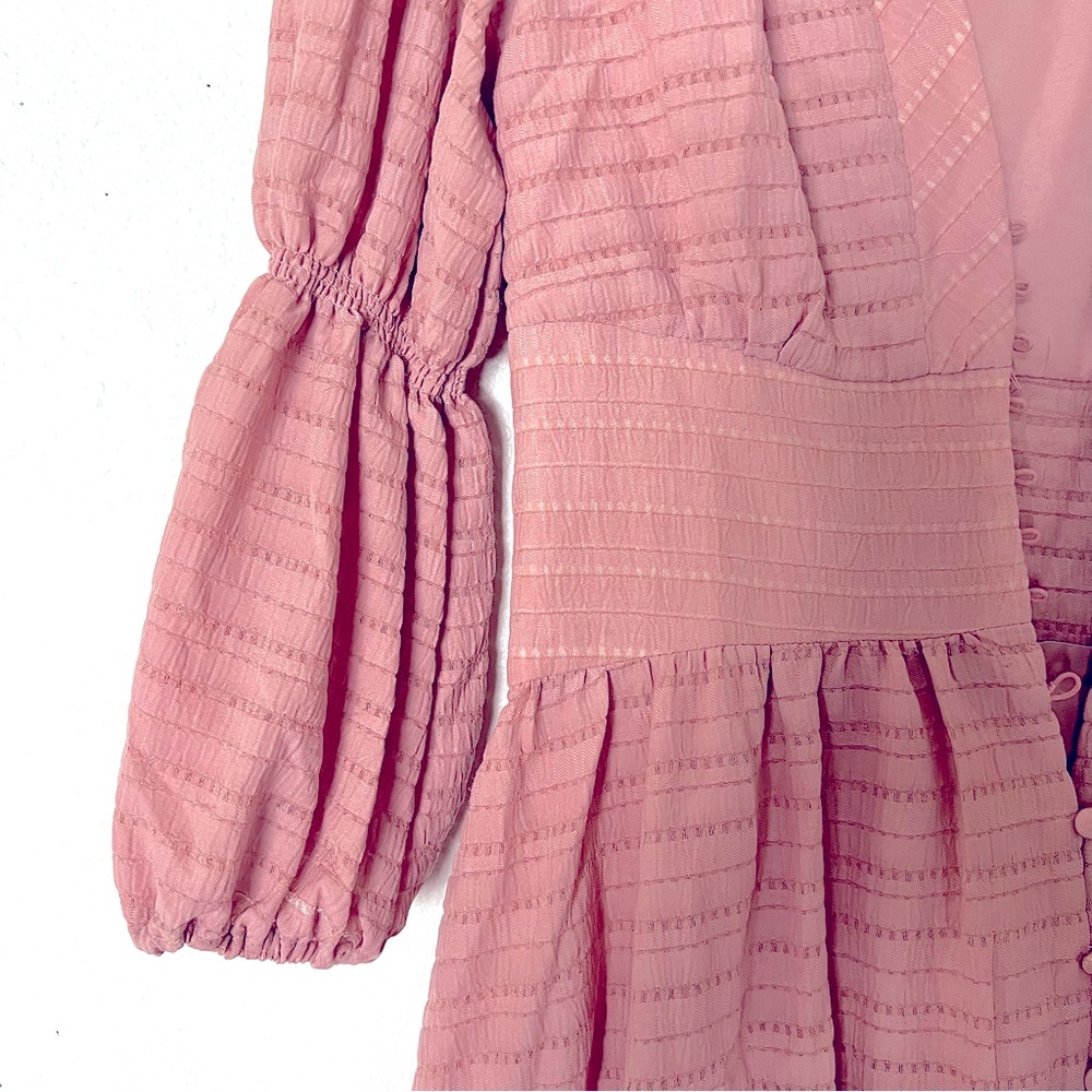 O.p.t. Dusty rose pink Boho maxi dress puff sleeves corset V-neck button-down XS - Picture 6 of 8